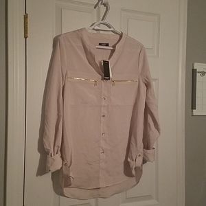Classy Button Down Cream Colored Blouse Size S